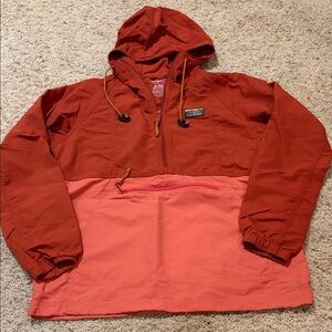 L.L. Bean Rust/Orange Anorak windbreaker  Jacket with Hood